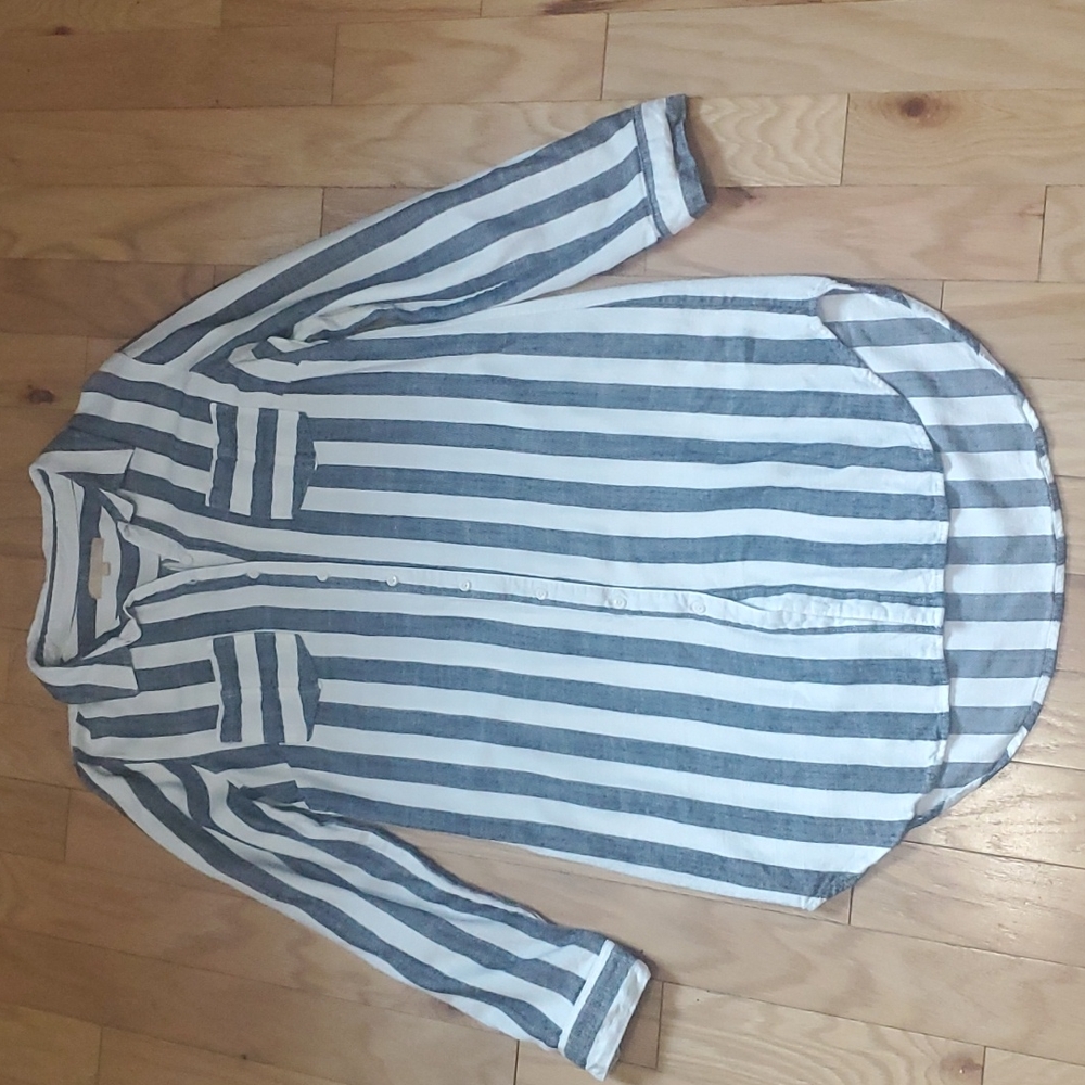 14 P Hope & Harlow Navy Blue Stripe Dress